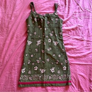 Rare Vintage Roxy hibiscus floral paisley dress, size medium, velvet detailing